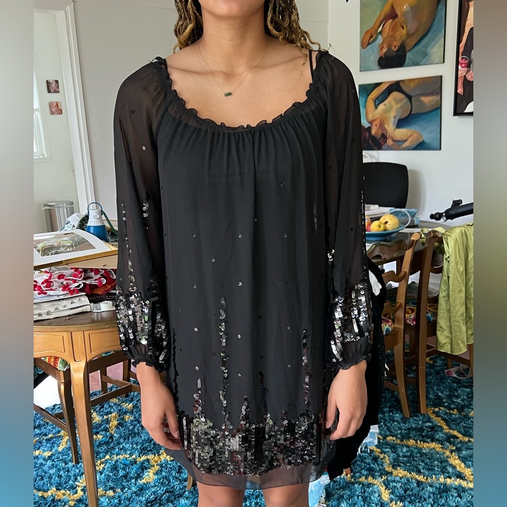 Max Studio black sequin dress.